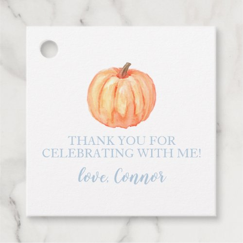 Little Pumpkin Pastel Blue first birthday Favor Tags