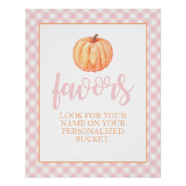 Little Pumpkin Pastel Pink Fall Birthday Favor Ped Poster