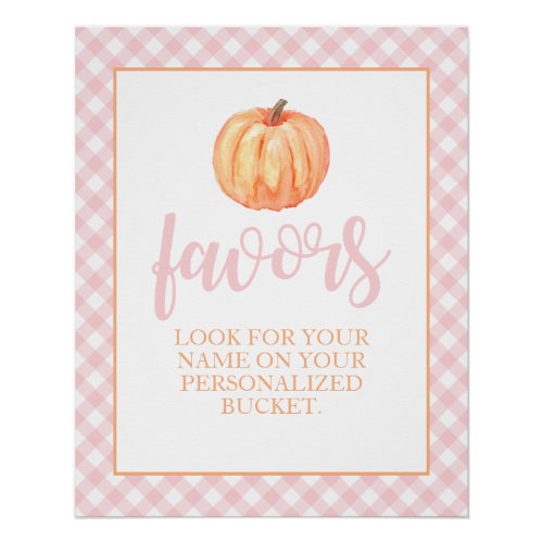 Little Pumpkin Pastel Pink Fall Birthday Favor Ped Poster
