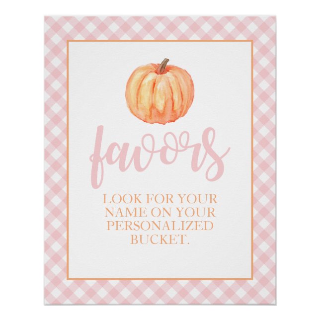 Little Pumpkin Pastel Pink Fall Birthday Favor Ped Poster (Front)