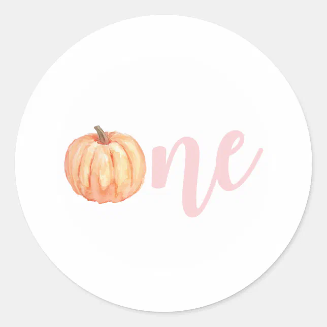 Little Pumpkin pastel pink first birthday Classic Round Sticker | Zazzle