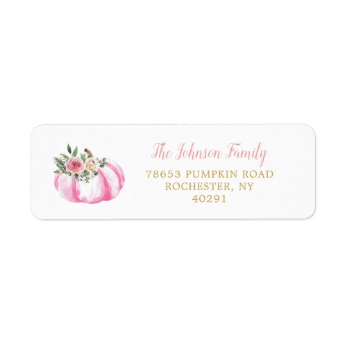 Little Pumpkin Pastel Pink Floral Return Address Label