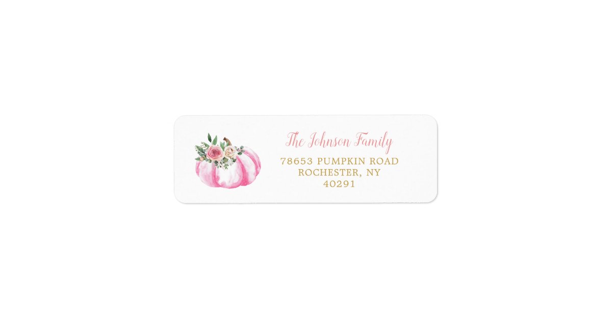 Pink Return Sign Little Pumpkin Pastel Pink Floral Return Address Label | Zazzle