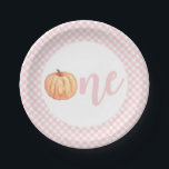 Little Pumpkin pastel pink plaid first birthday Pa Paper Plates<br><div class="desc">Our little pumpkin pastel pink plaid first birthday party plates.</div>