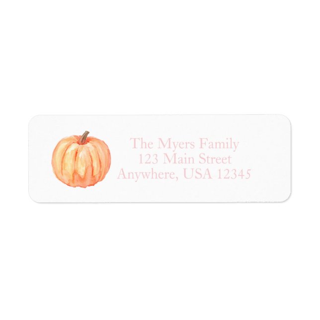 Little Pumpkin Pastel pink Return Address Labels (Front)