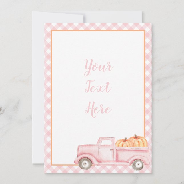 Little Pumpkin Pastel pink truck first birthday Invitation (Front)