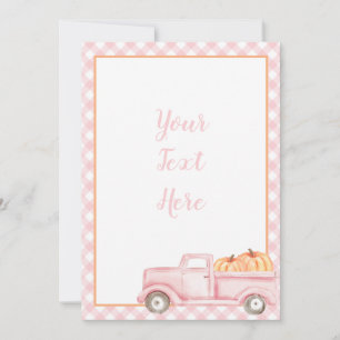 Little Pumpkin Pastel pink truck first birthday Invitation
