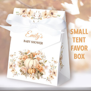 Little Pumpkin Pastel White Baby Shower Small Tent Favor Boxes