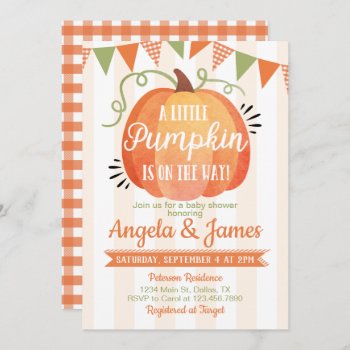 Little Pumpkin Patch Baby Shower Invitation by PerfectPrintableCo at Zazzle