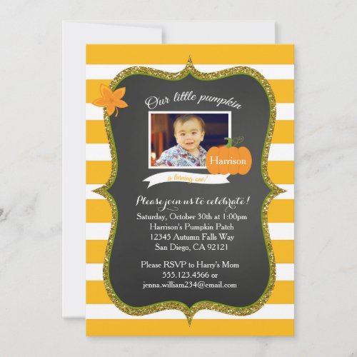 Little Pumpkin Photo First Birthday invitation