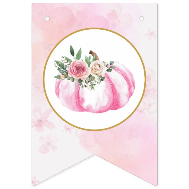 Little Pumpkin Pin Floral Fall First Birthday Bunting Flags (First Flag)