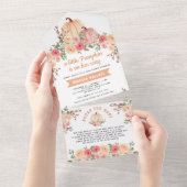Little Pumpkin Pink and Peach Floral Baby Shower All In One Invitation (Tearaway)