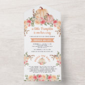 Little Pumpkin Pink and Peach Floral Baby Shower All In One Invitation (Inside)