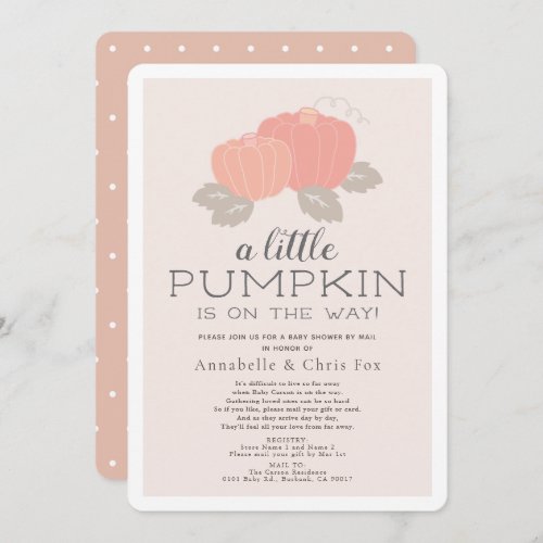 Little Pumpkin Pink Baby Shower by Mail Invitation