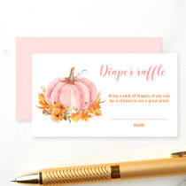 Little Pumpkin Pink Baby Shower Diaper Raffle Card