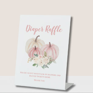 Little Pumpkin Pink Baby Shower Diaper Raffle  Pedestal Sign