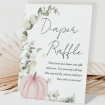 Little Pumpkin Pink Baby Shower Diaper Raffle Sign