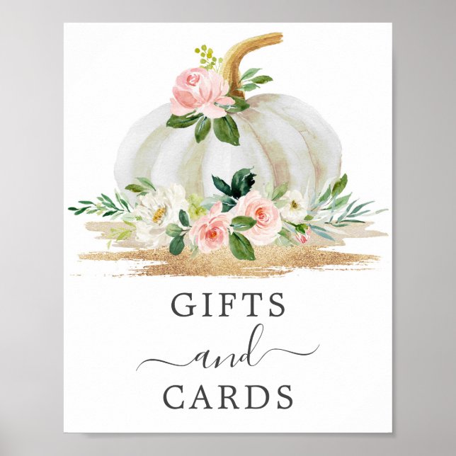 Little Pumpkin Pink Baby Shower Gifts & Cards Sign (Front)