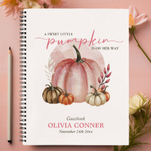 Little Pumpkin Pink Baby Shower Guest Gift List Notebook