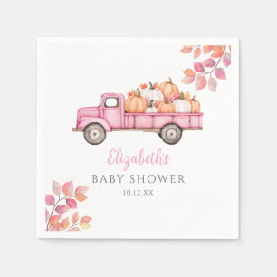 Little Pumpkin Pink Baby Shower Photo Backdrop Napkins