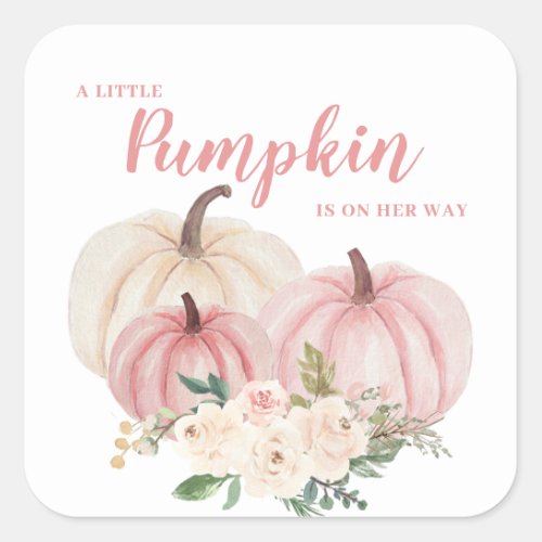 Little Pumpkin Pink Baby Shower Square Sticker