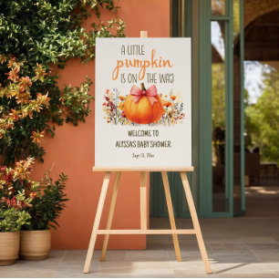 Little Pumpkin Pink Bow Baby Girl Shower Foam Board