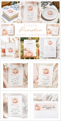 Little Pumpkin Pink Bow Baby Shower collection