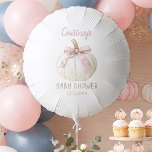 Little Pumpkin Pink Bow Baby Shower Balloon