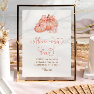 Little Pumpkin Pink Bow Baby Shower Mom-osa Poster