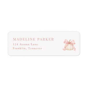 Little Pumpkin Pink Bow Baby Shower Return Address Label