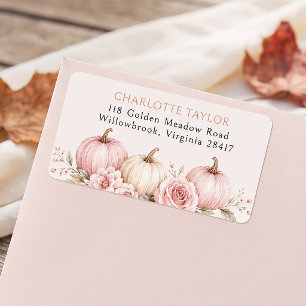 Little Pumpkin Pink Bow Baby Shower Return Address Label