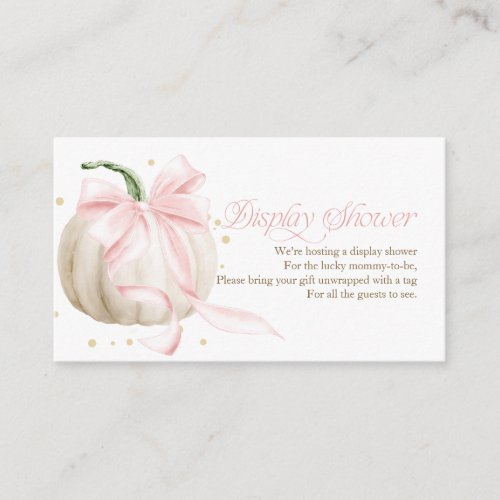 Little Pumpkin Pink Bow Display Shower Enclosure Card