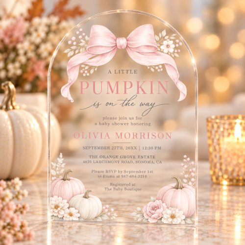 Fall Little Pumpkin Pink baby shower invitation