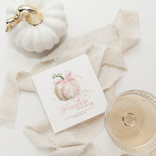 Little Pumpkin Pink Bow Personalised Baby Shower Napkins
