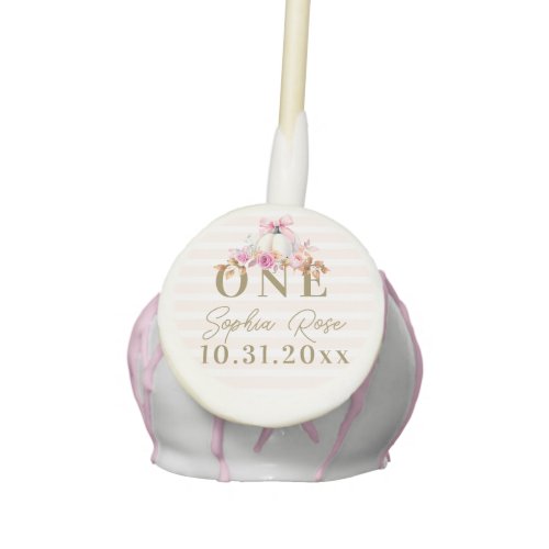 Little Pumpkin Pink Bow Roses 1st Elegant Birthday Cake Pops