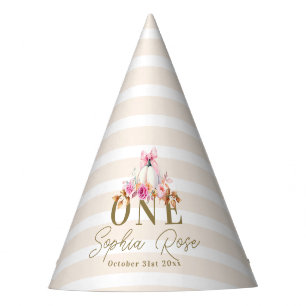 Little Pumpkin Pink Bow Roses 1st Elegant Birthday Party Hat