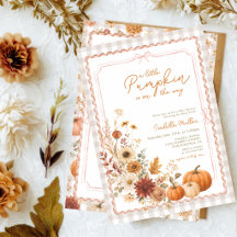 Little Pumpkin Pink Bow Watercolor Fall Floral