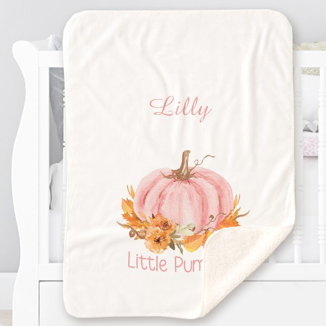 Little Pumpkin Pink Custom Name  Sherpa Blanket (Little Pumpkin Pink Custom Name Sherpa Blanket)