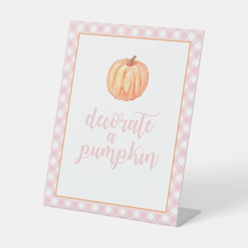 Little Pumpkin Pink Fall Birthday Decorate pumpkin Pedestal Sign