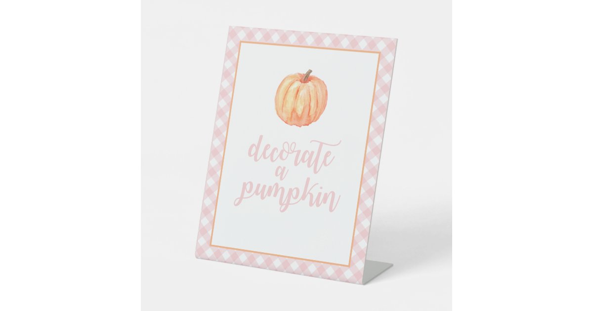 Little Pumpkin Pink Fall Birthday Decorate pumpkin Pedestal Sign | Zazzle