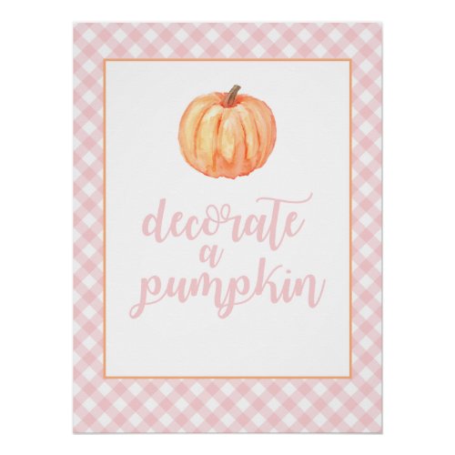 Little Pumpkin Pink Fall Birthday Decorate pumpkin Poster