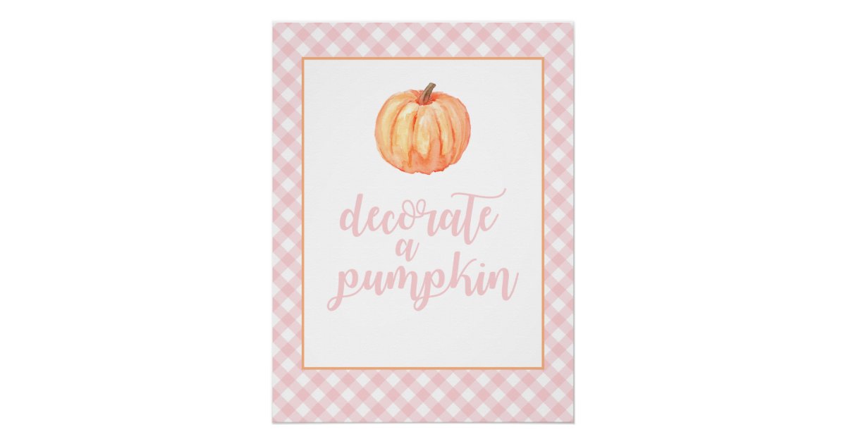Little Pumpkin Pink Fall Birthday Decorate pumpkin Poster | Zazzle