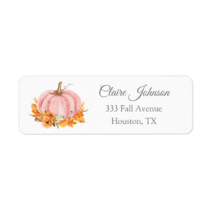Little Pumpkin Pink Fall Girl Baby Address Label