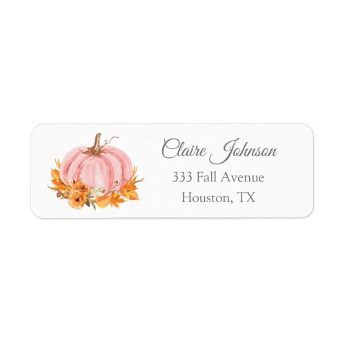 Little Pumpkin Pink Fall Girl Baby Address Label 