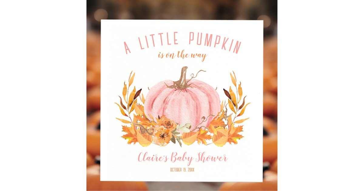 Little Pumpkin Pink Fall Girl Baby Shower Napkins | Zazzle