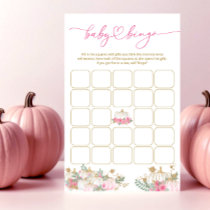 Little Pumpkin Pink Floral Baby Shower Bingo Game