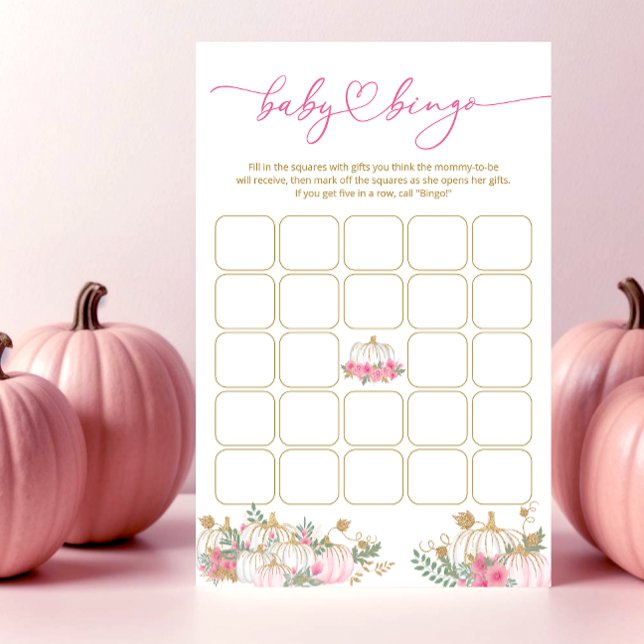 Little Pumpkin Pink Floral Baby Shower Bingo Game (Creator Uploaded)