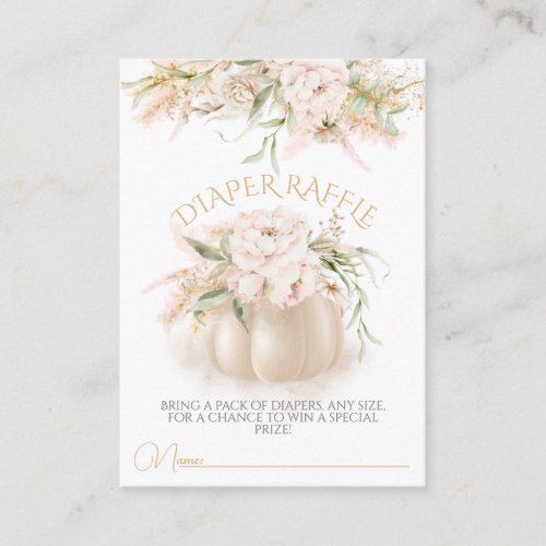 Little pumpkin pink floral girl Baby Shower Diaper Enclosure Card
