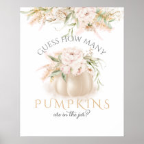Little pumpkin pink floral girl Baby Shower Game Poster
