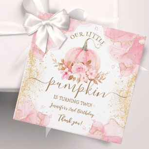 Little Pumpkin Pink Floral Girl Fall 2nd Birthday  Favor Tags